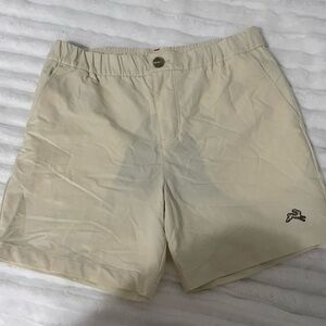 Tracksmith Cream Men's Running Shorts with Gold Logo